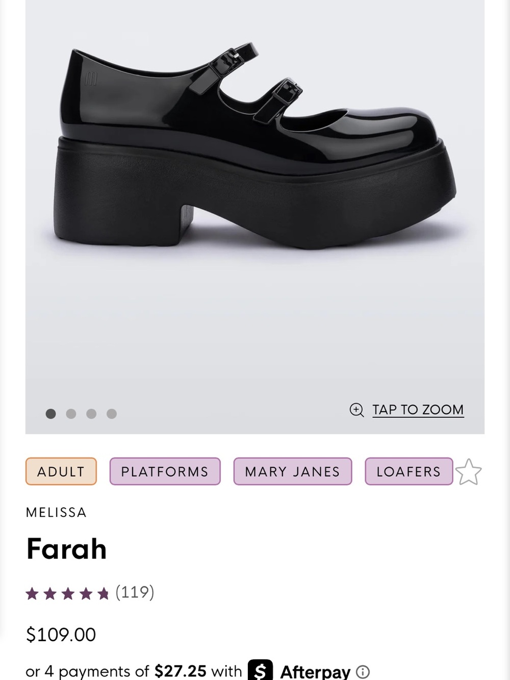 Melissa Farah Black Double-Strap Platform Mary Janes